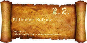Milhofer Rufusz névjegykártya